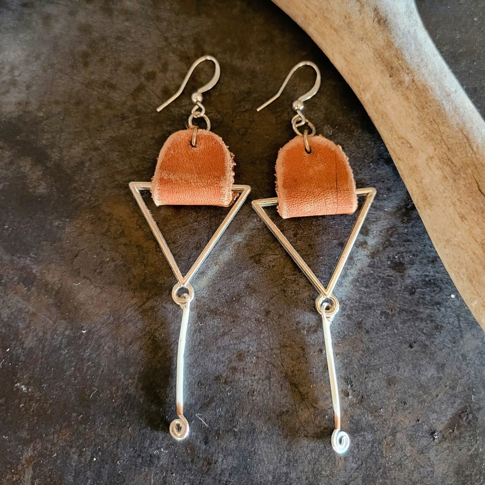 Leather and porcupine quill earrings